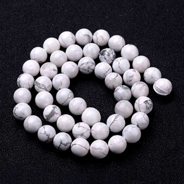 Minerály korálky 8 mm - magnezit howlit bílý mat 22 ks