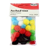 Bambulky pompony 1,5 cm - 40 ks mix barev