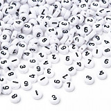 Korálky číslice bílé plast 7 mm 10 g