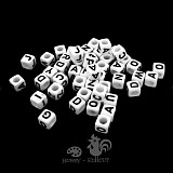 Korálky ABC bílé - kostky 6x6x6 mm, balení 8,5 g