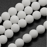 Minerály korálky 8 mm - nefrit bílý matný 22 ks