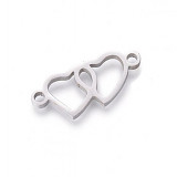 CHIR přívěsek spojovací - 2 srdíčka 20x8 mm