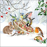 Ubrousek na decoupage - vzor 0906 zvířátka, zima les 25x25cm