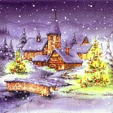 Ubrousek na decoupage - vzor 3401 vánoce kostel