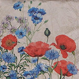 Ubrousek na decoupage - vzor 0402 máky, chrpy eco