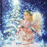 Ubrousek na decoupage - vzor 3453 andílek, stromeček