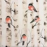 Ubrousek na decoupage - vzor 4451 ptáčci robin bříza