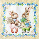 Ubrousek na decoupage - vzor 1405 dva zajíčci, pomněnky