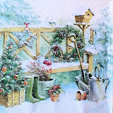 Ubrousek na decoupage - vzor 3408 zátiší lavice, vánoce
