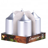 Svíčky adventní metalické 4 ks stříbrné