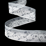 Stuha dekorační š. 40 mm šedá - světlá spirály 1 m