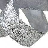 Stuha dekorační glitrová š. 25 mm stříbrná 1 m
