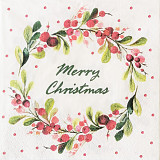 Ubrousek na decoupage - vzor 3416 vánoce věnec Merry Christmas