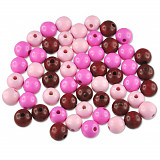 Dřevěné korálky 0,8 cm / 85 ks růžový mix - poslední 1 bal.