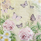 Ubrousek na decoupage - vzor 0229 růže, motýli
