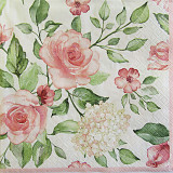 Ubrousek na decoupage - vzor 0254 růže a hortenzie