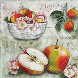 Ubrousek na decoupage - vzor 2916 jablka, košík