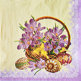 Ubrousek na decoupage - vzor 1315 košík s krokusy