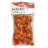 Bambulky pompony 1 cm - 120 ks hnědé, oranž, vínové