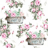 Ubrousek na decoupage - vzor 004 retro Flower truhlík