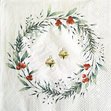 Ubrousek na decoupage - vzor 3414 vánoce věnec, rolničky