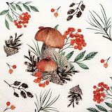 Ubrousek na decoupage - vzor 2709 houby, jeřabiny