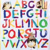 Ubrousek na decoupage - vzor 1031 Abeceda, sovy