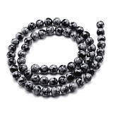 Minerály korálky 8 mm - obsidián vločkový 22 ks