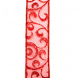 Stuha ornament š. 40 mm - červená 1 m